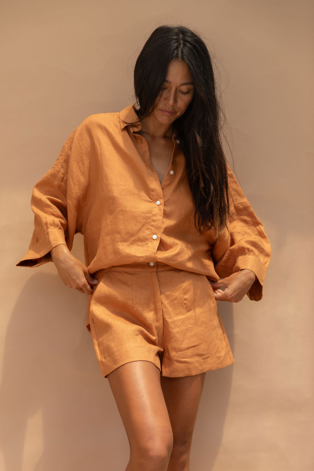 Hana Linen Shirt Tangerine
