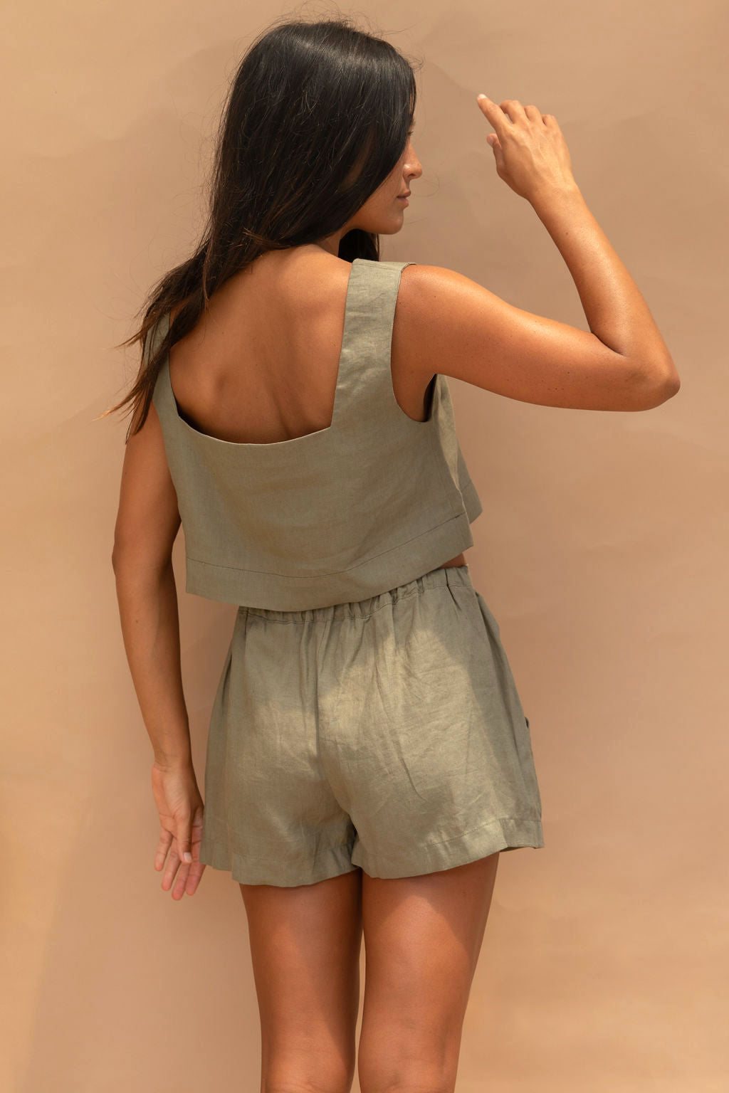 Billie Linen Top Olive