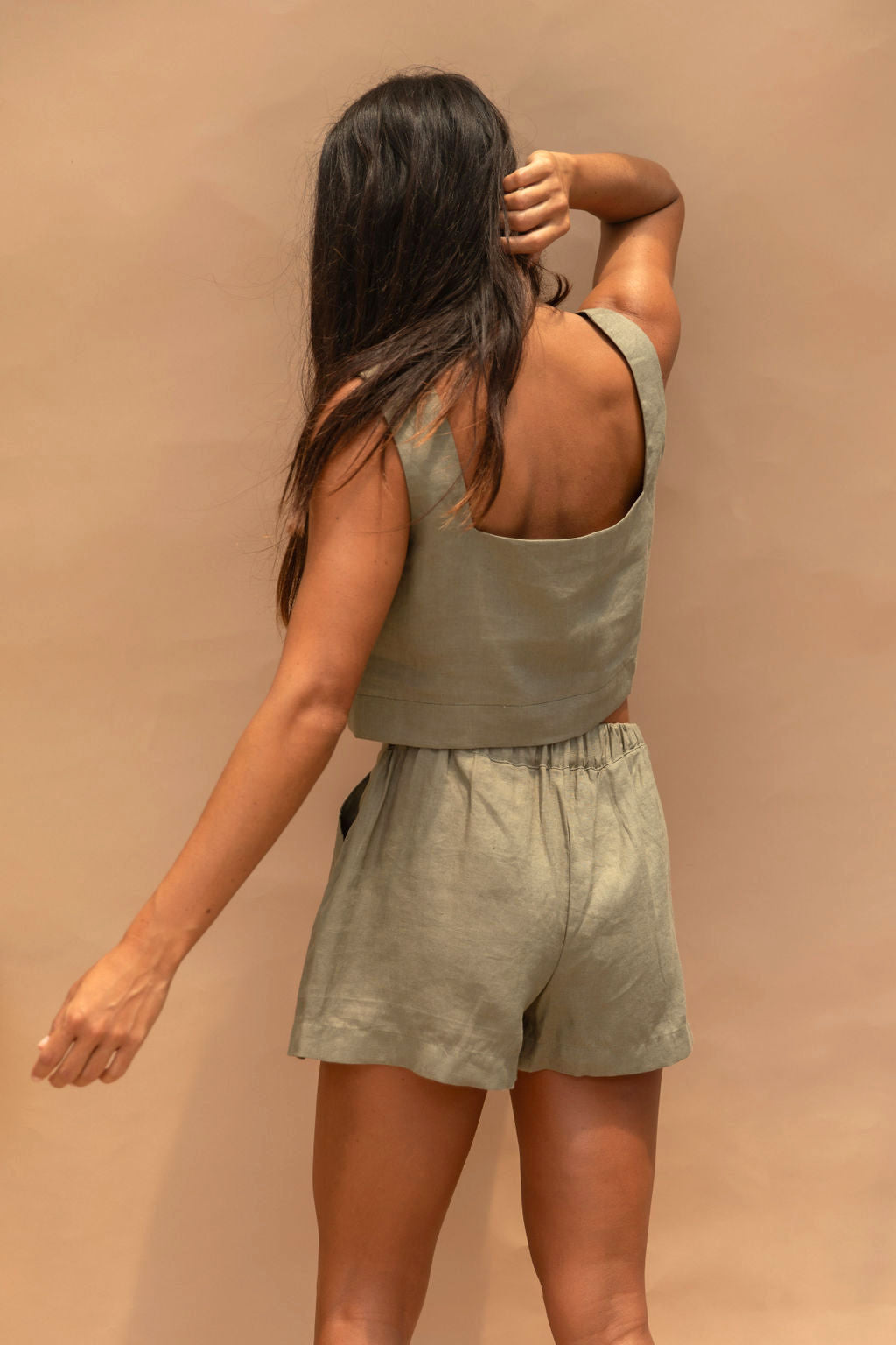 Billie Linen Top Olive