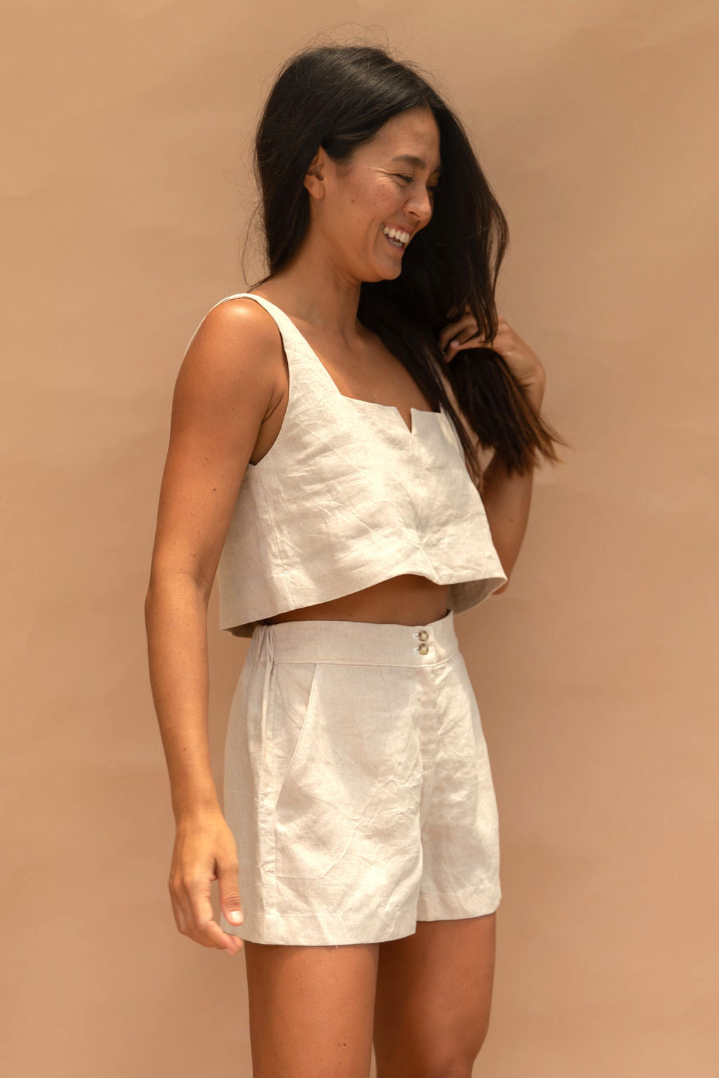 Billie Linen Top Natural