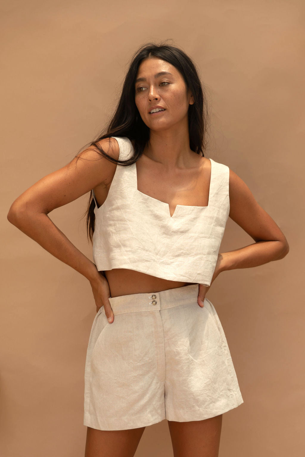 Billie Linen Top Natural