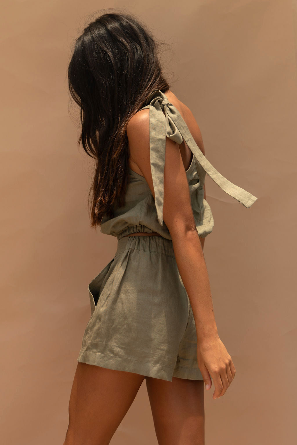 Kori Linen Top Olive