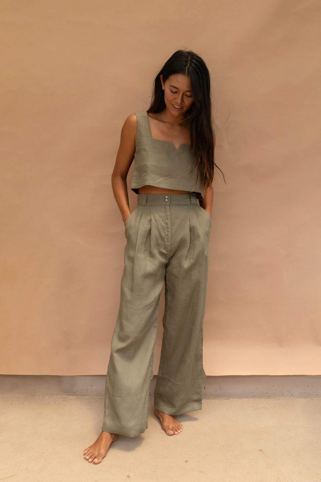 Theo Linen Pant Olive