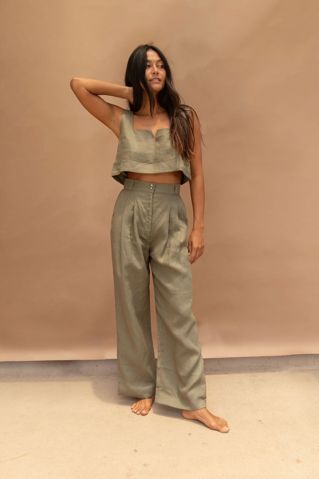 Theo Linen Pant Olive