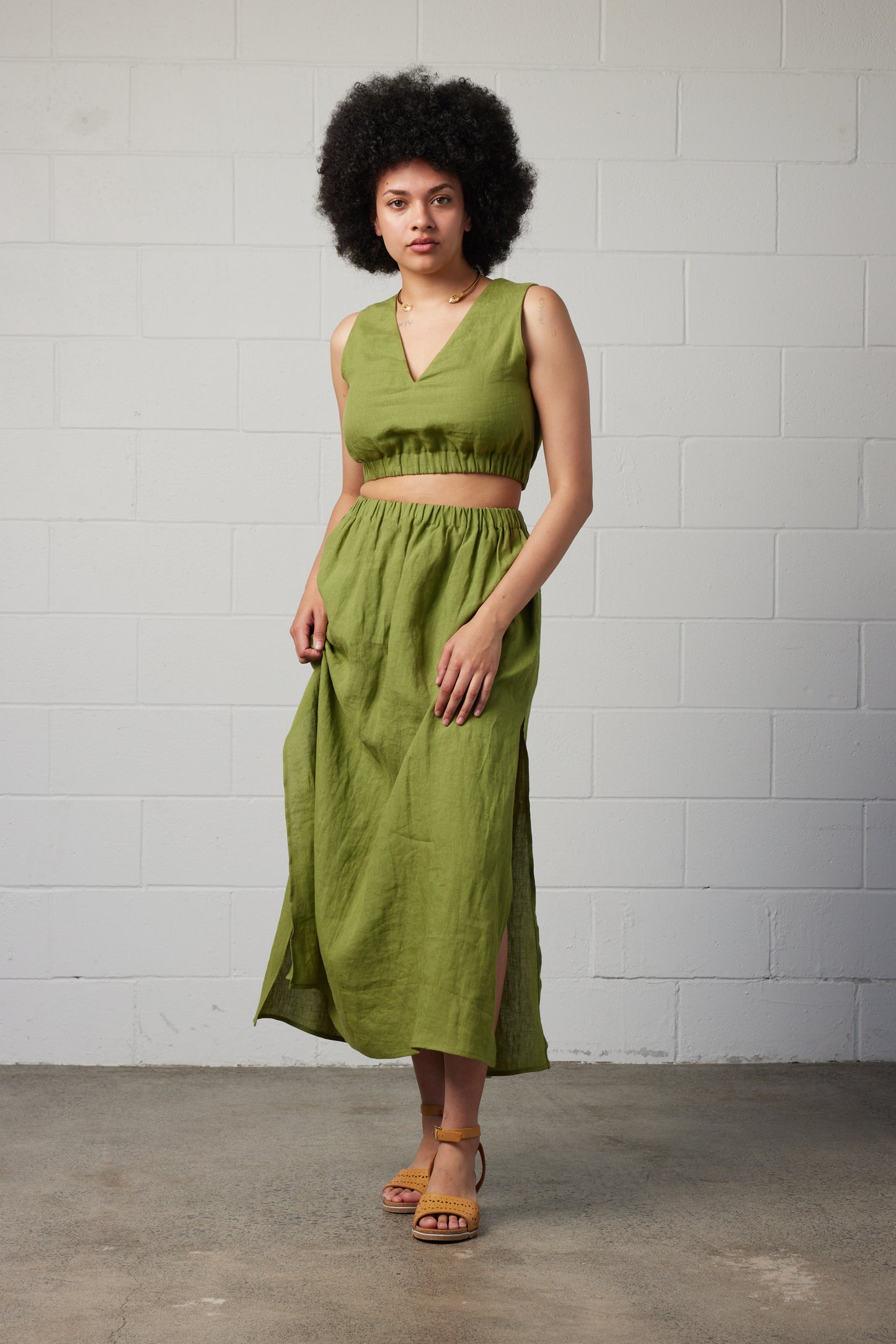 Maisie Linen Set Green