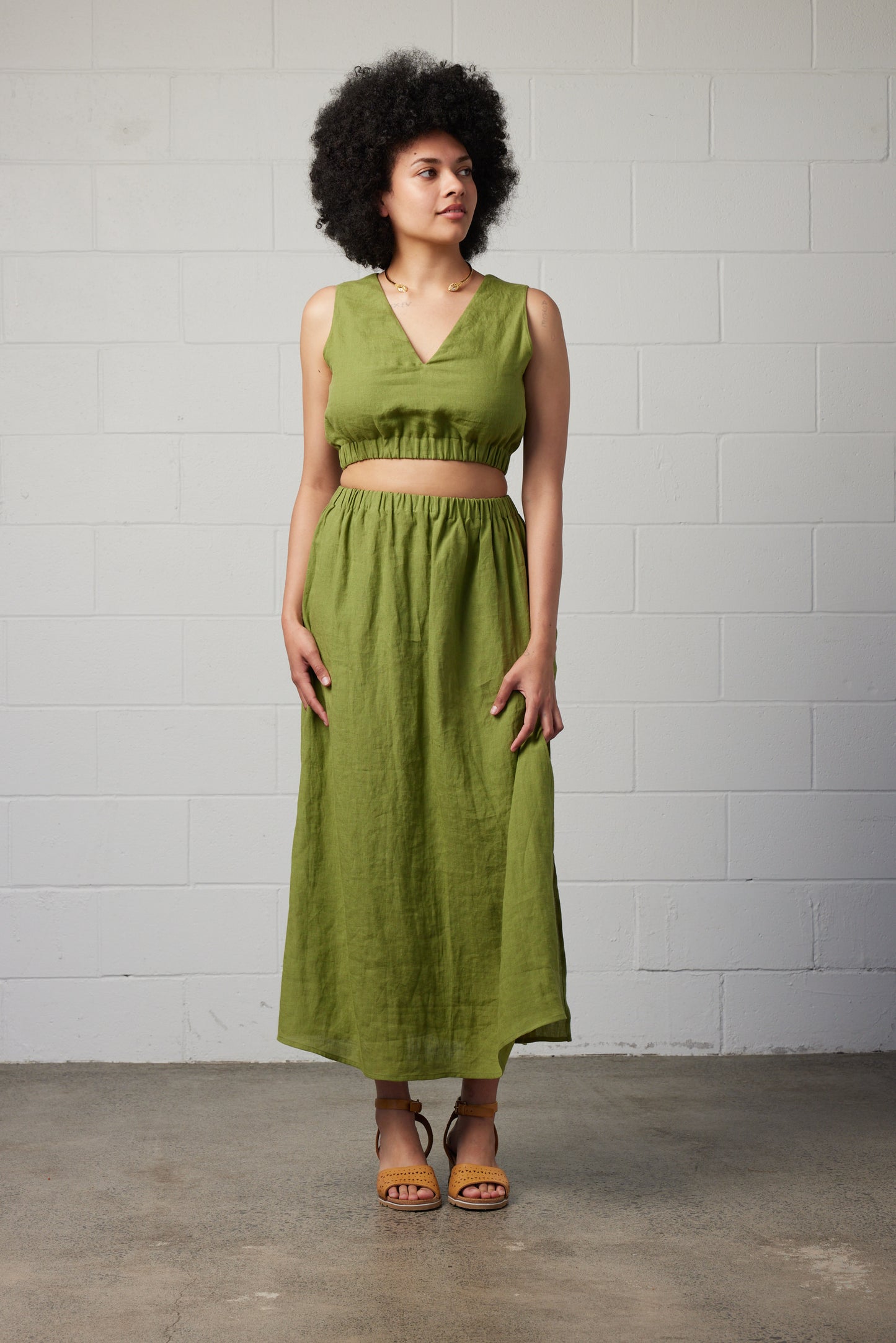 Maisie Linen Set Green