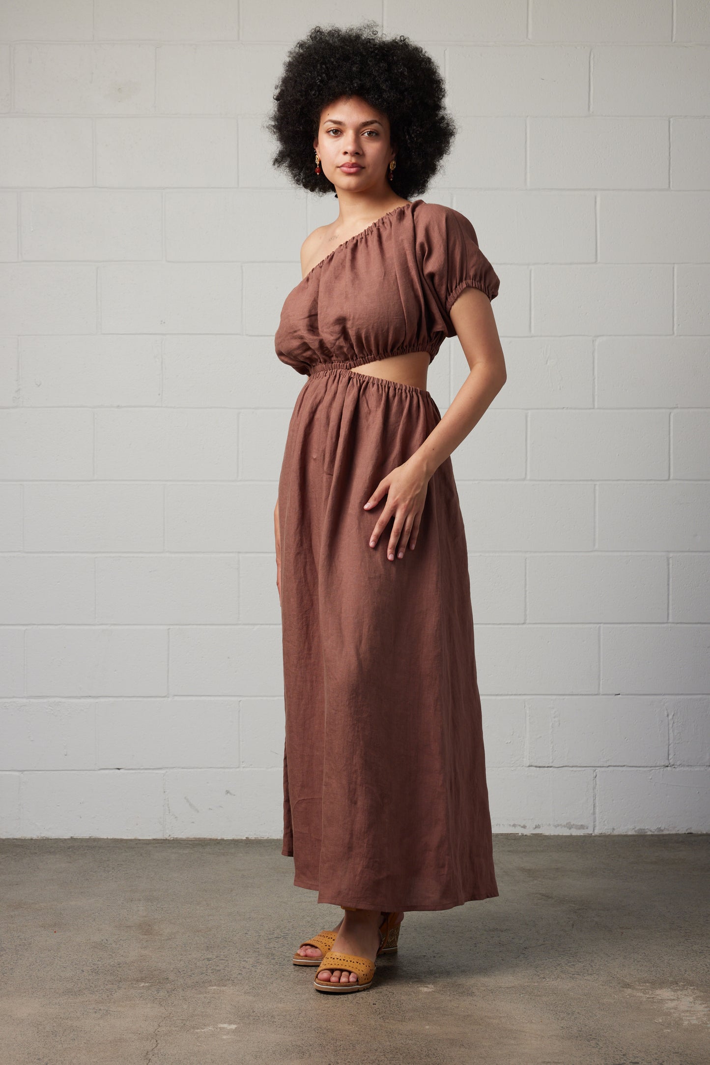 Robyn Linen Dress Mocha