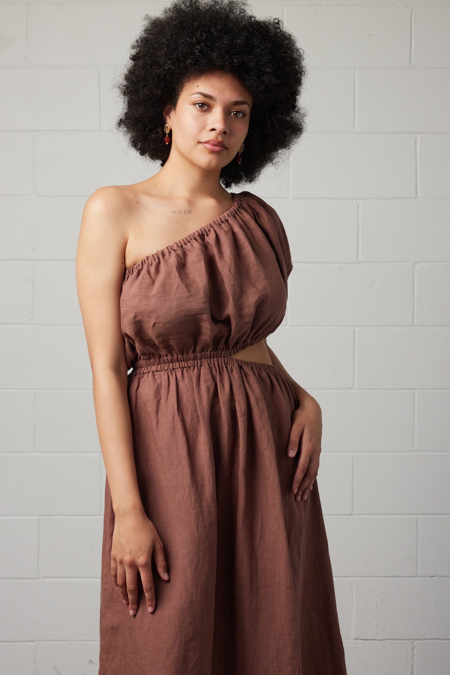 Robyn Linen Dress Mocha