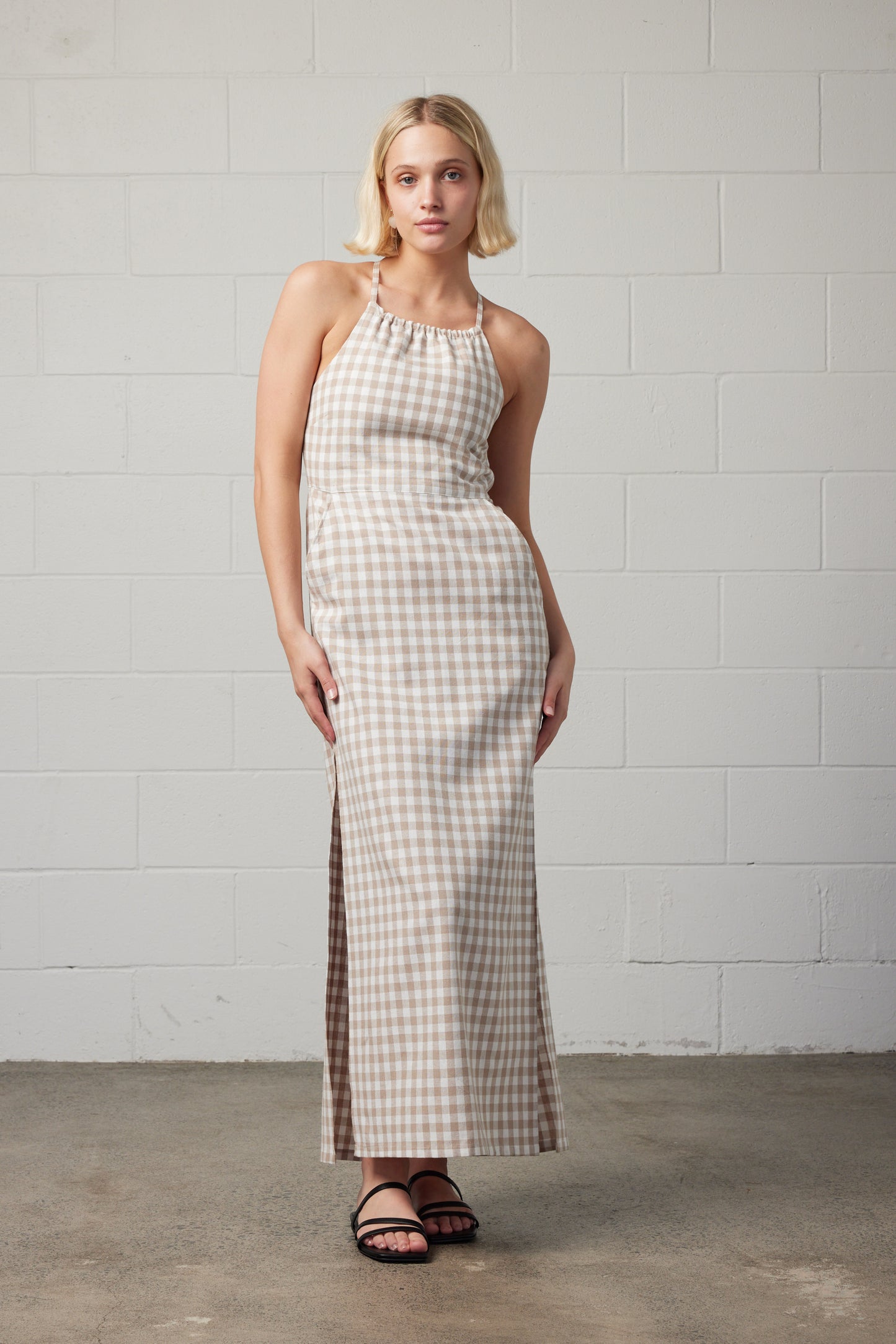 Kaya Gingham Dress Cream
