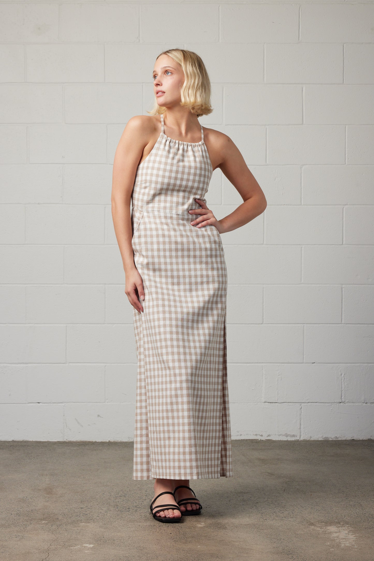 Kaya Gingham Dress Cream