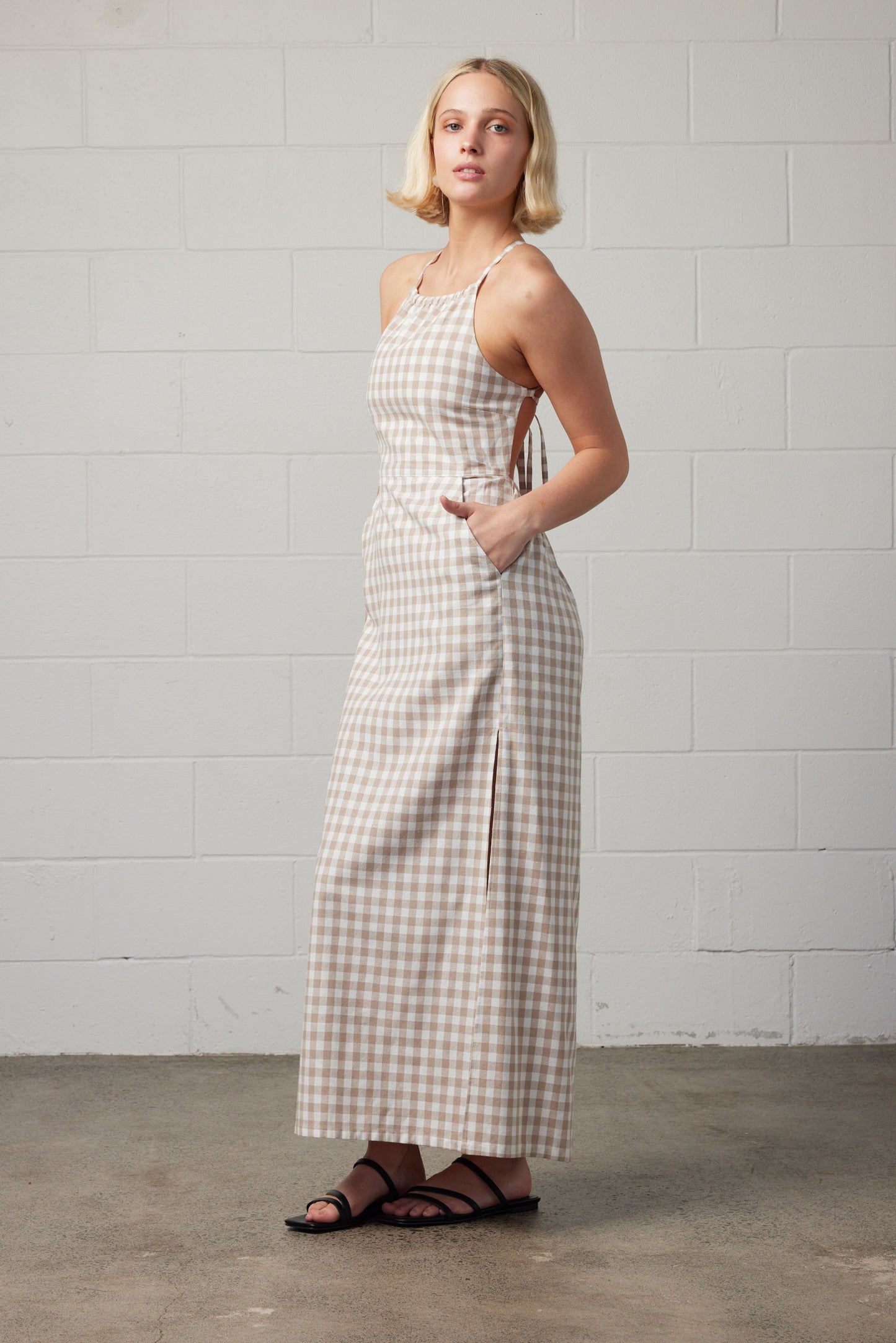 Kaya Gingham Dress Cream