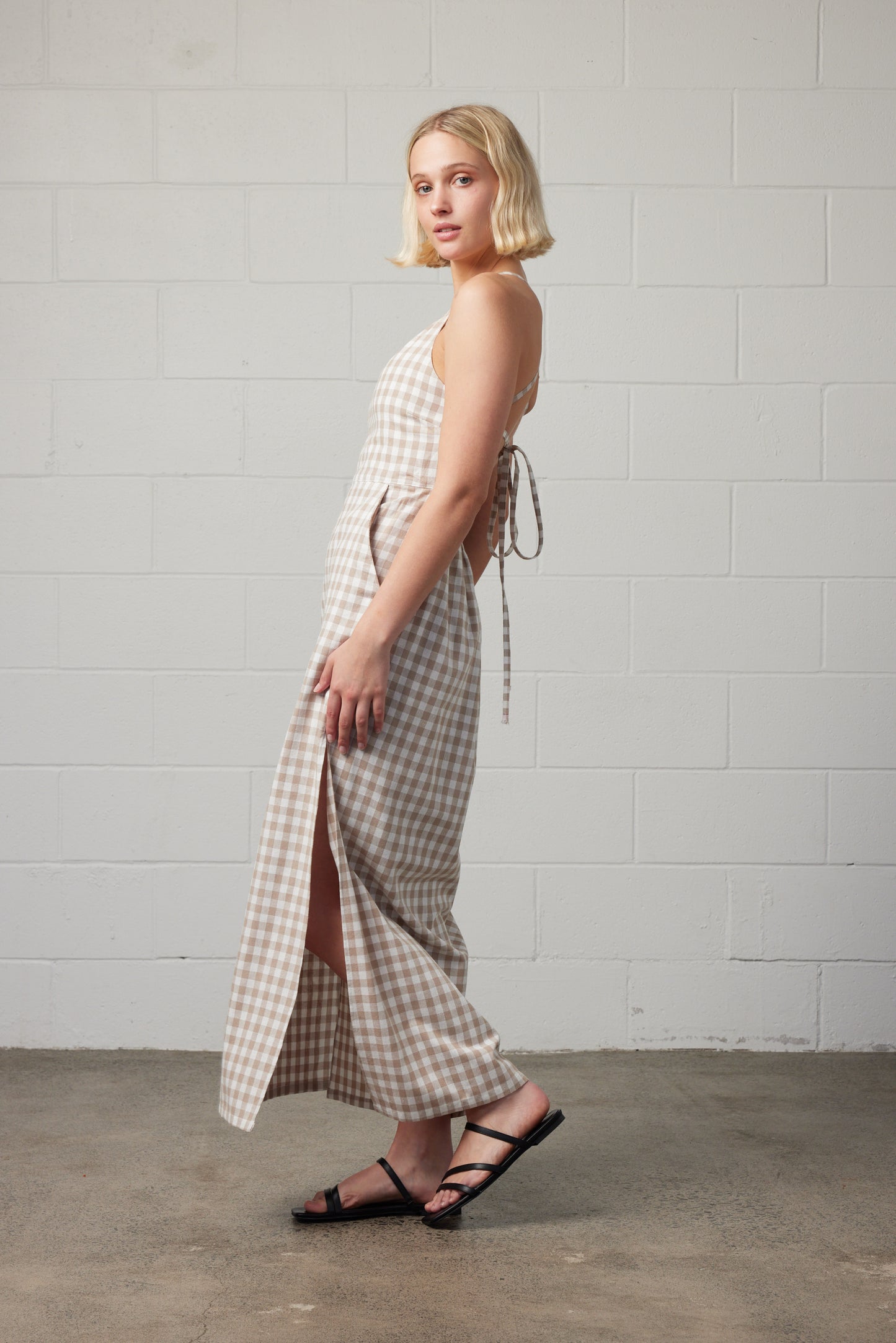 Kaya Gingham Dress Cream