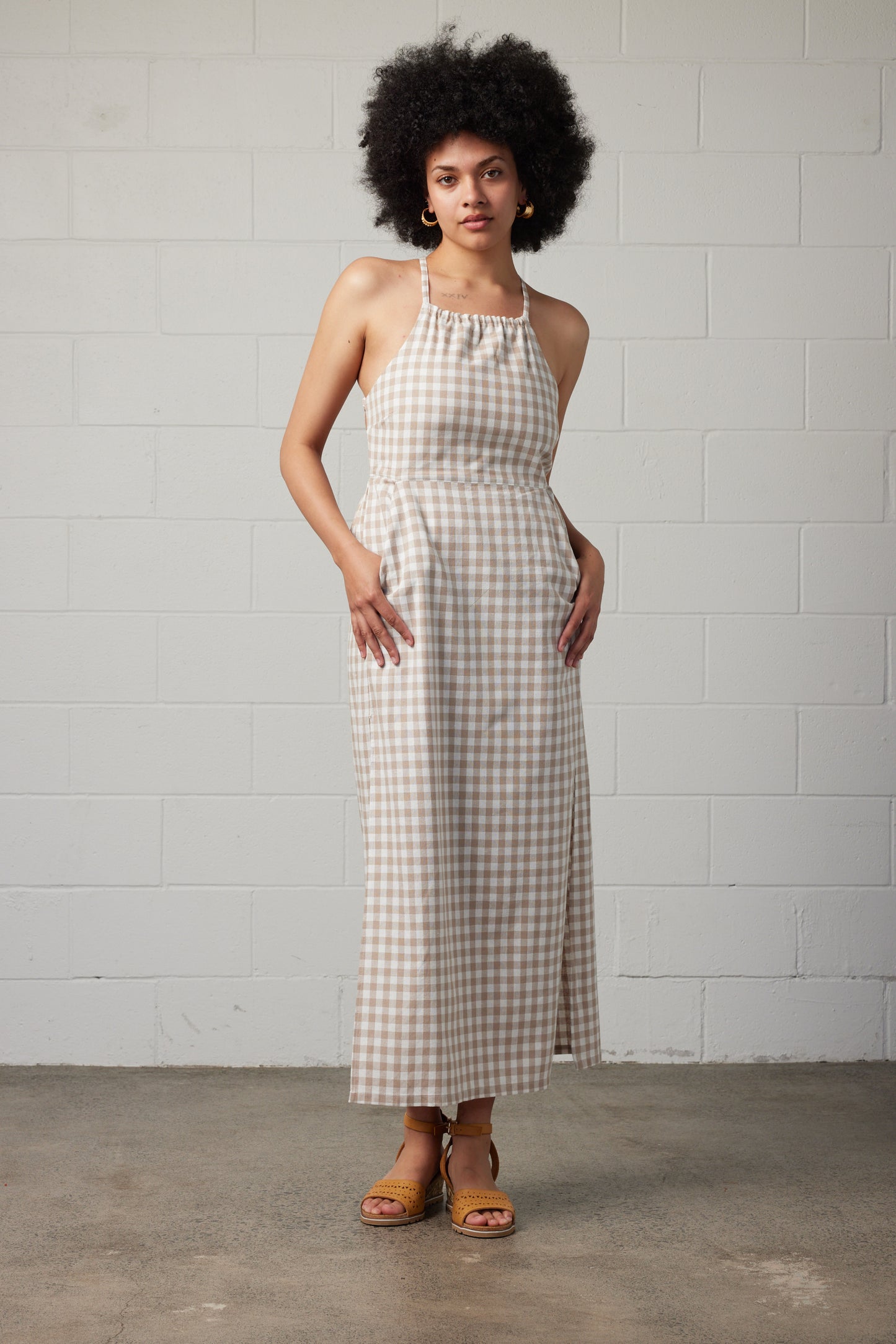 Kaya Gingham Dress Cream