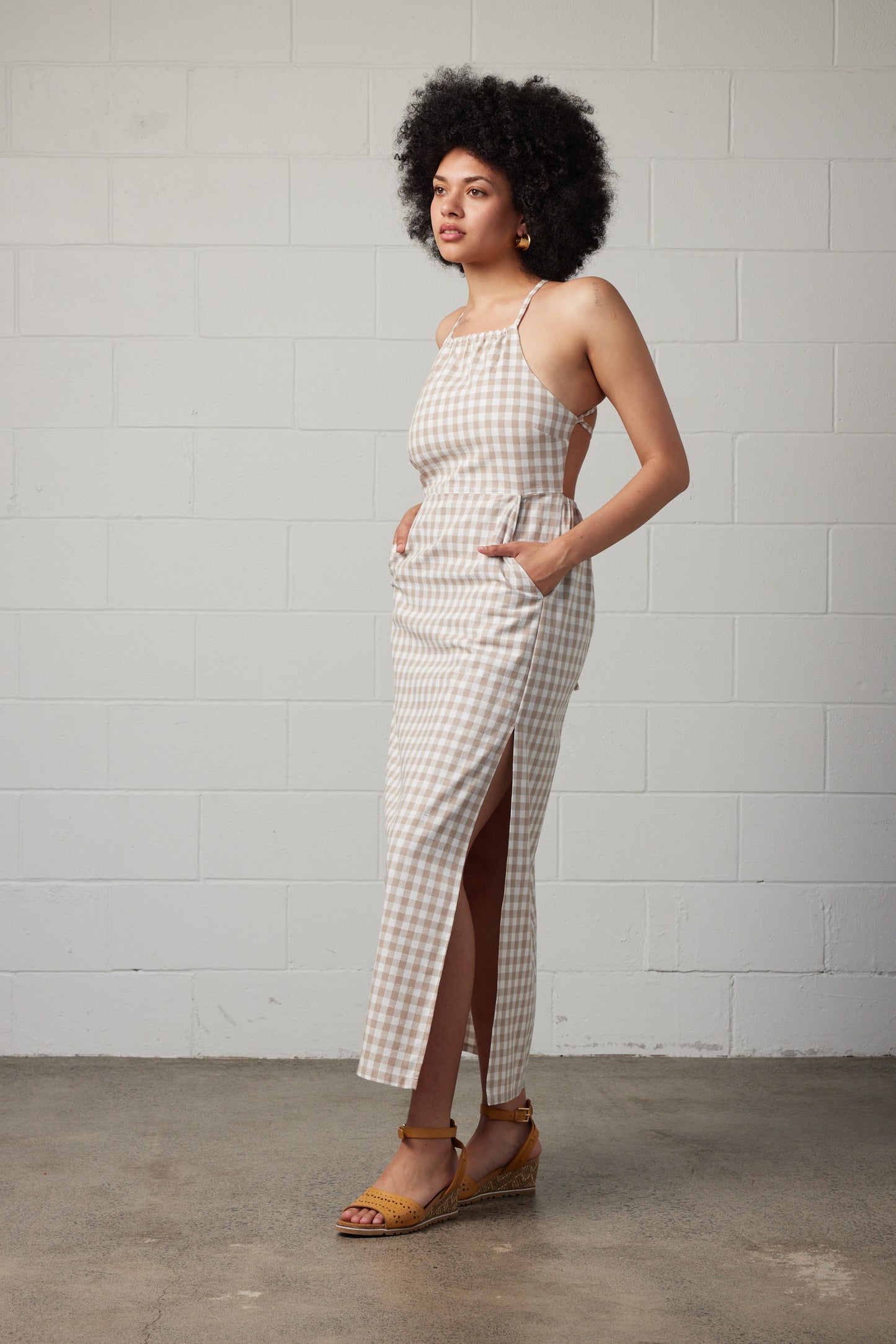 Kaya Gingham Dress Cream