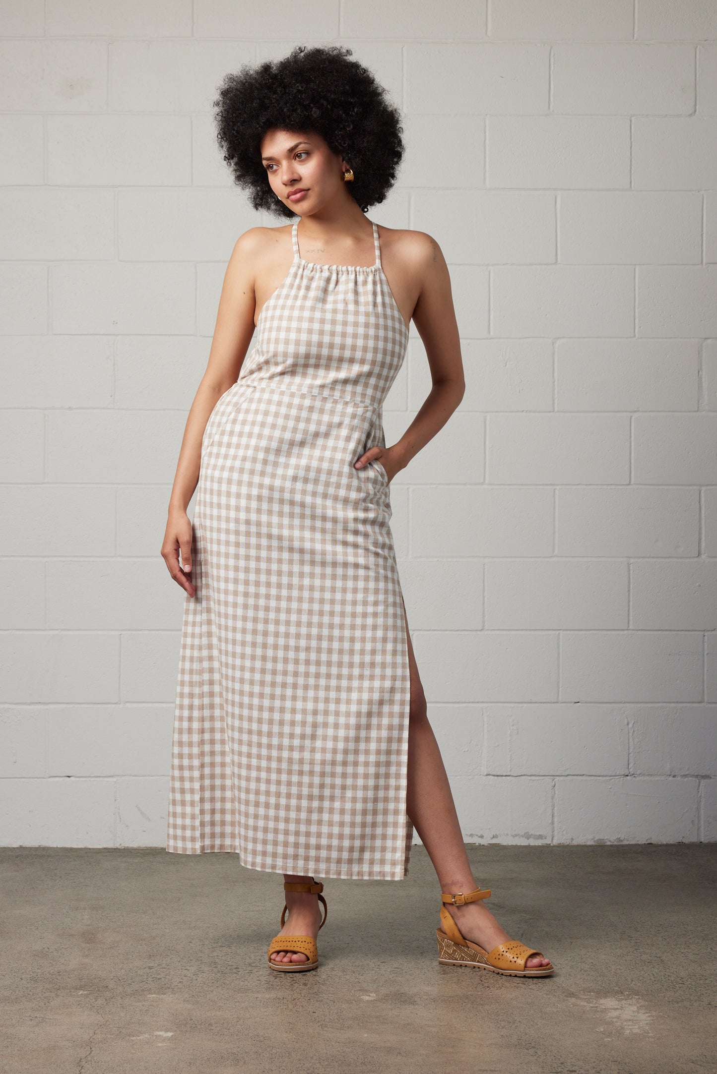 Kaya Gingham Dress Cream