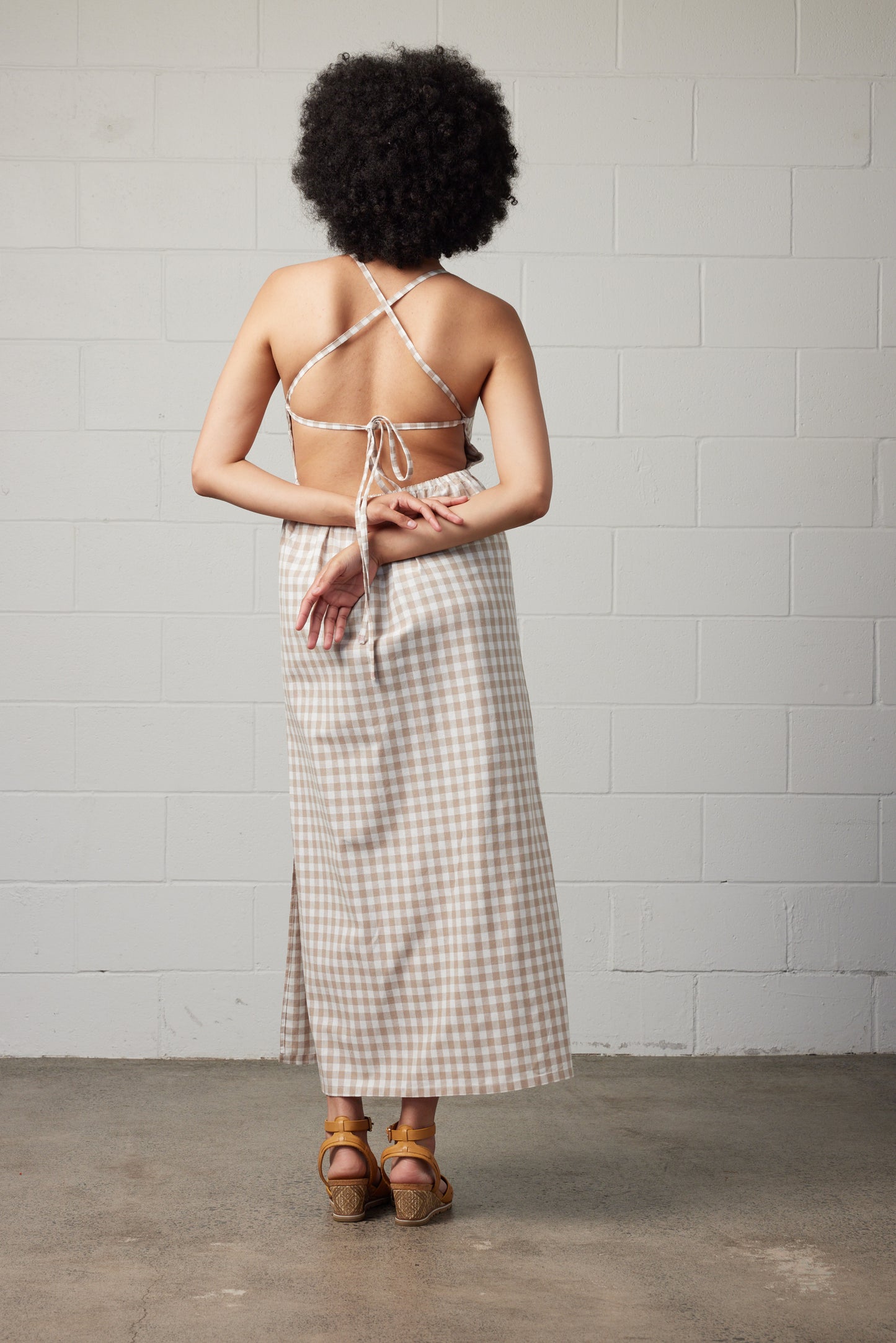 Kaya Gingham Dress Cream