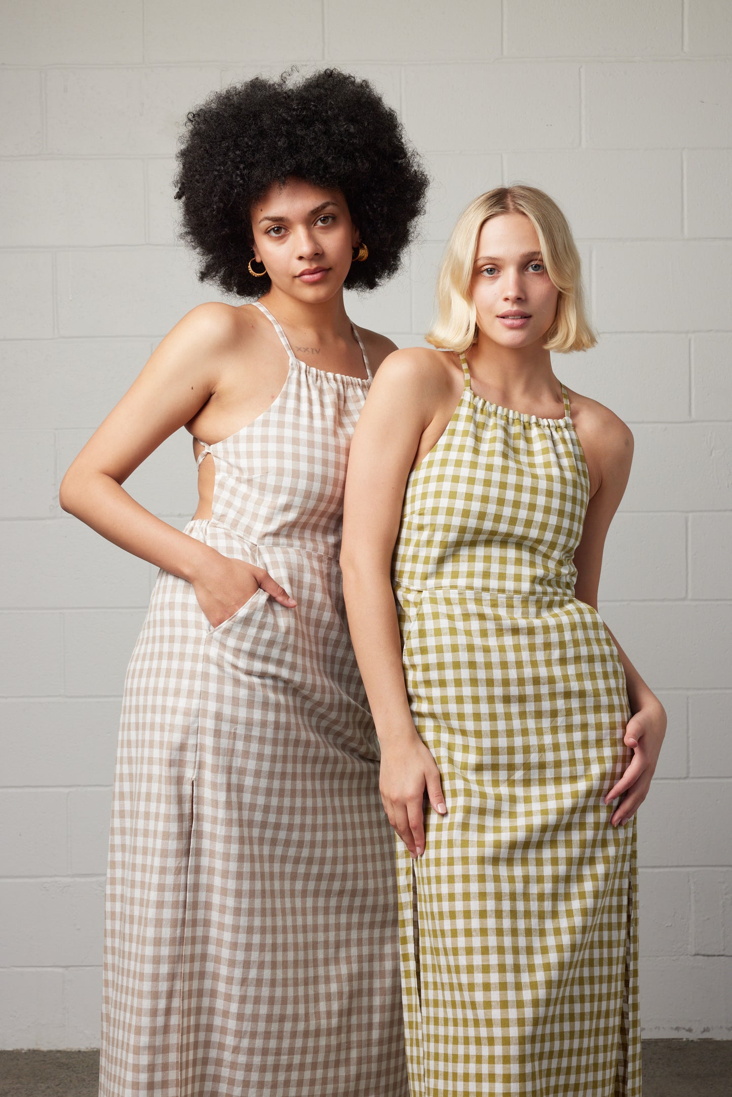 Kaya Gingham Dress Cream