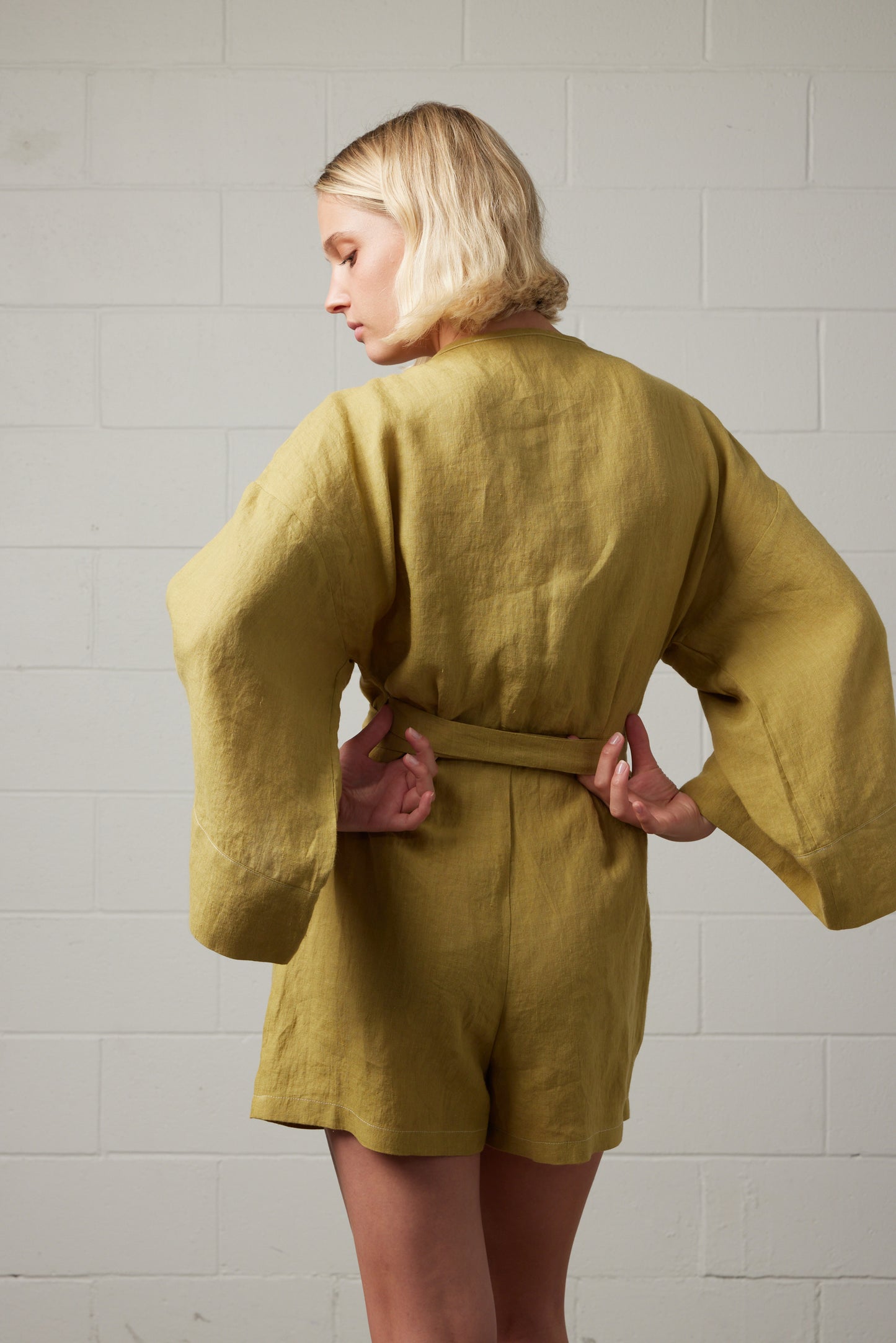 Eva Linen Romper Matcha