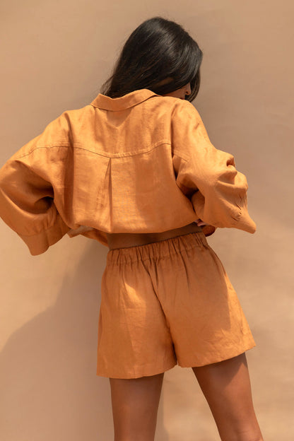 Pre-Order | Rue Linen Shorts Tangerine