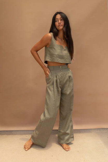 Pre-Order | Theo Linen Pant Olive