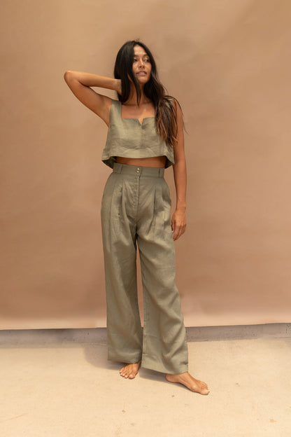 Pre-Order | Theo Linen Pant Olive