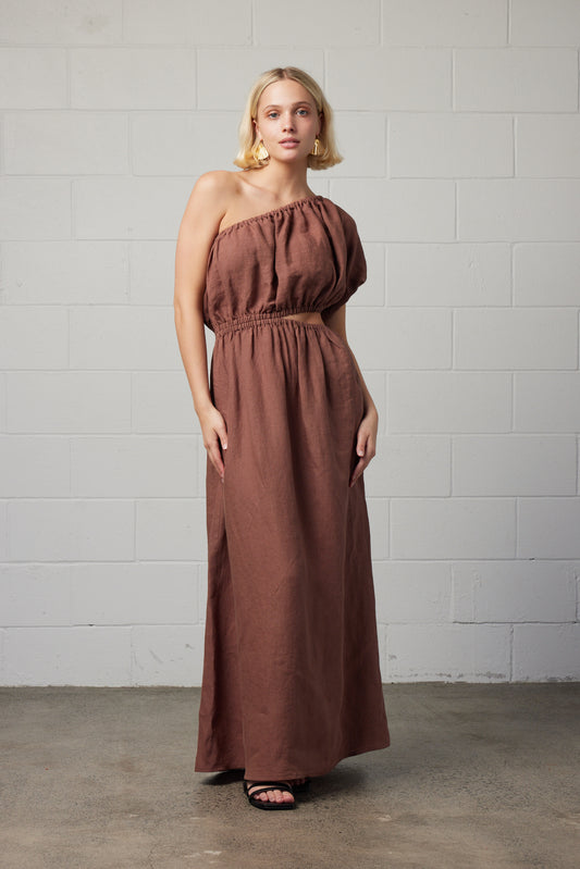 Robyn Linen Dress Mocha