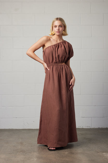 Pre-Order | Robyn Linen Dress Mocha
