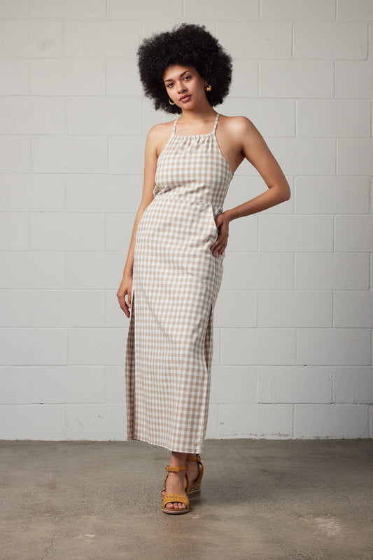 Kaya Gingham Dress Cream