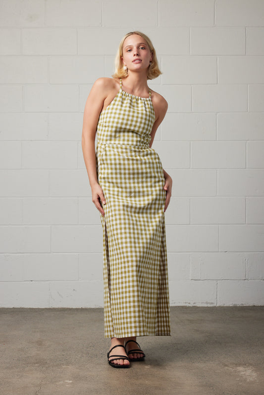 Kaya Gingham Dress Green