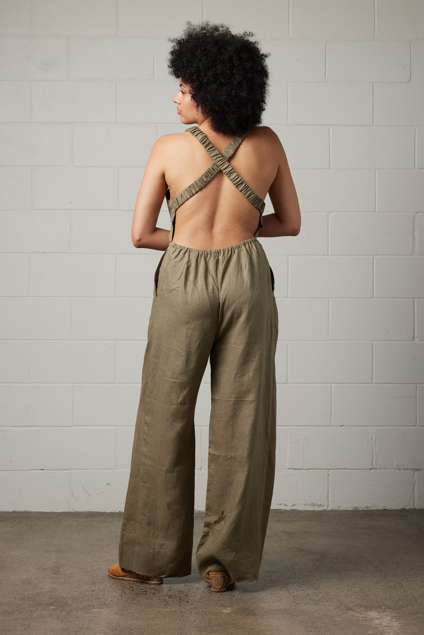 Pre-Order | Raglan Linen Jumpsuit Olive